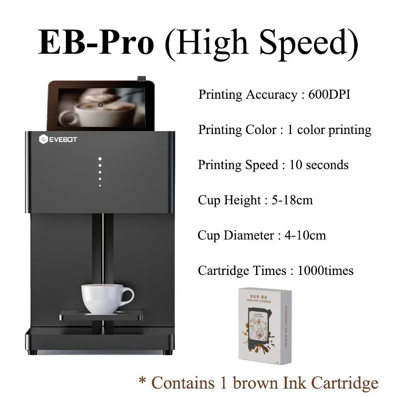 EVEBOT 3D Latte Art Coffee Printer – Automatic Beverage Food Selfie Printer, WiFi