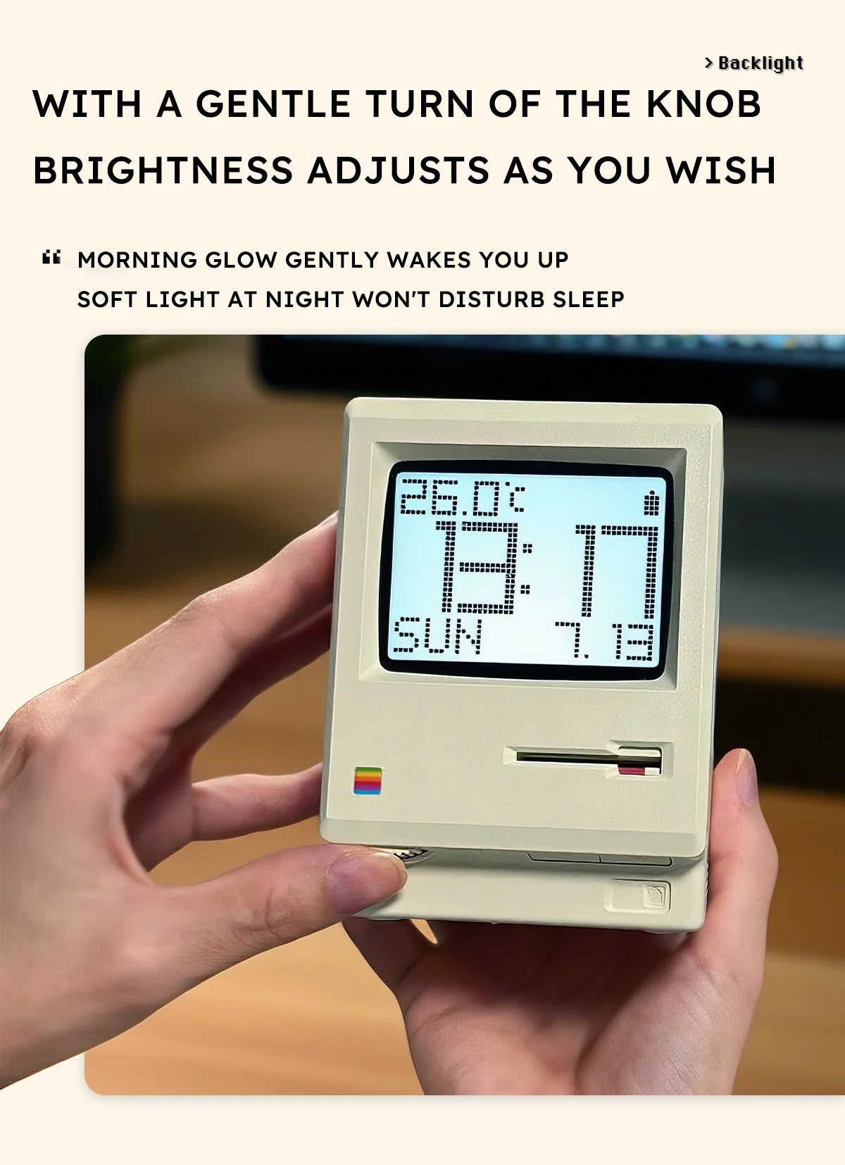 Retro Macintosh Alarm Clock – Classic Desktop Ornament with Digital Clock Design