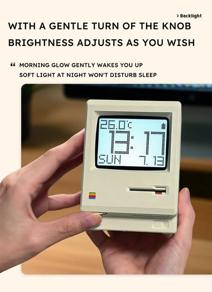 Retro Macintosh Alarm Clock – Classic Desktop Ornament with Digital Clock Design