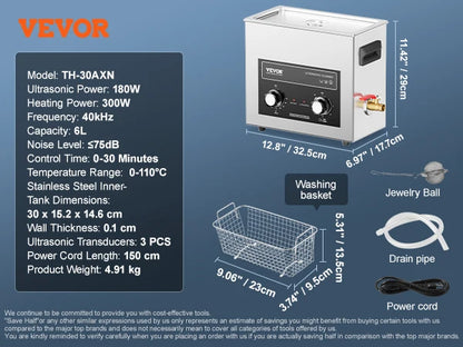SucceBuy Ultrasonic Cleaner 2L–30L | Heater & Timer | Lab, Auto Parts, Jewelry