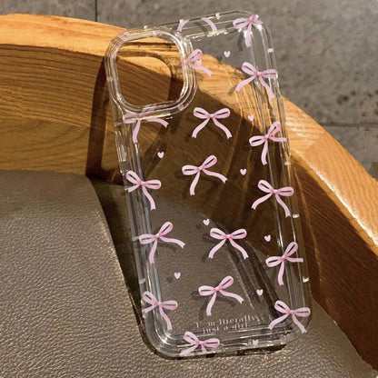 Heart Bow Phone Case for iPhone | Shockproof Soft Clear Cover for iPhone 11-17 Pro Max, Air, Mini