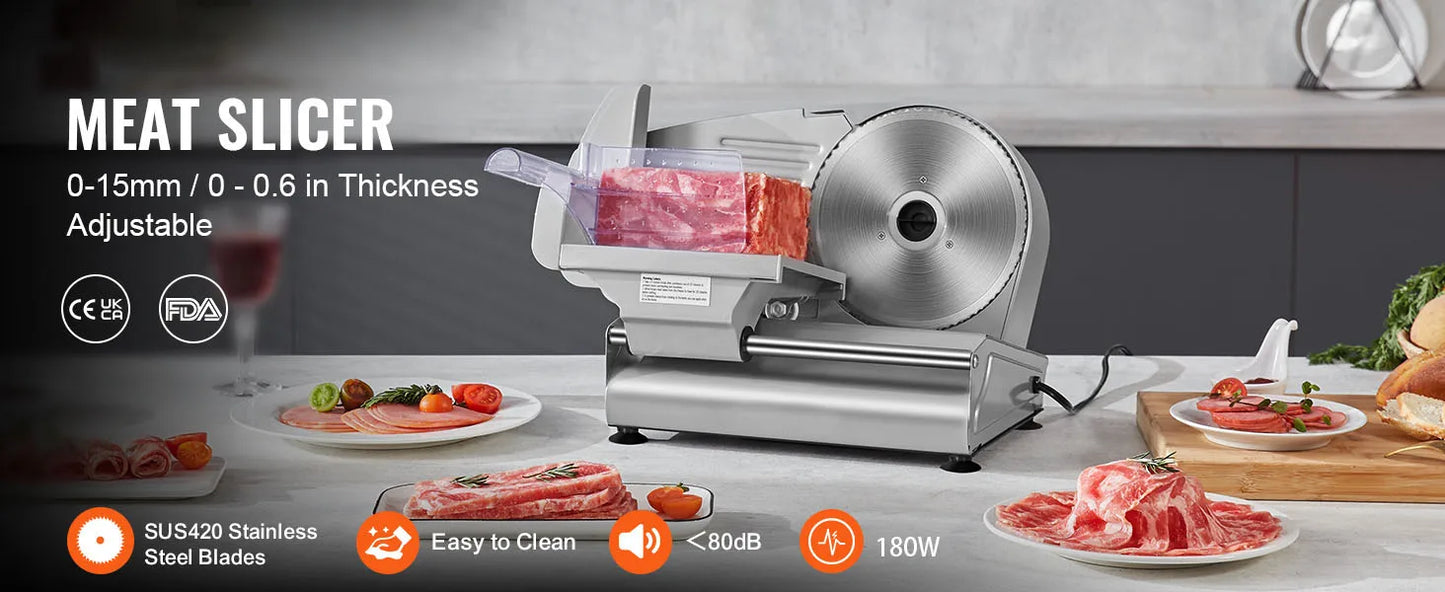 SucceBuy Electric Meat Slicer | 200W | 19cm Blade | Adjustable Thickness | EU 220V
