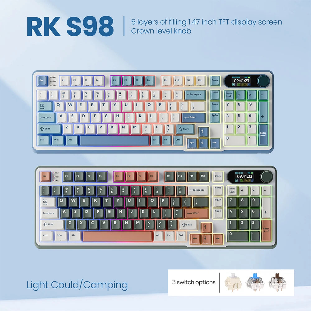 RK Royal Kludge S98 Wireless Mechanical Keyboard – 98 Key, Hot-Swap, TFT Screen, BT5.0/2.4G/USB-C