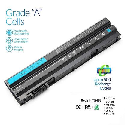 Dell Latitude/Inspiron Laptop Battery — T54FJ/8858X/M5Y0X, E5420/E5520/E6420/E6430/14R/17R