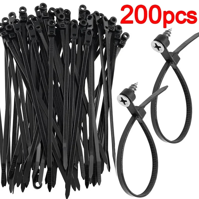 Self-Locking Nylon Cable Ties with Screw Hole Mount 100–200pcs