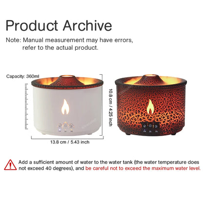 KINSCOTER Volcano Flame Aroma Diffuser & Humidifier 360ml – Jellyfish Smoke Ring Effect