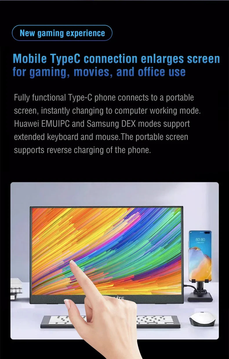 Anmite 14"/16" Portable Touch Monitor — 1200P HDR, 16:10, Low Blue Light