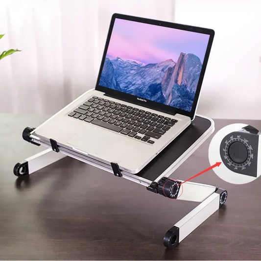 Adjustable Folding Laptop Desk for Bed – Portable Notebook Stand with Cooling Fan