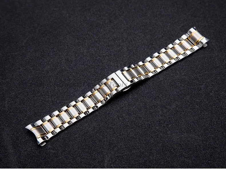Curved End Solid Stainless Steel Watch Strap – Universal 12–24mm with Butterfly Clasp