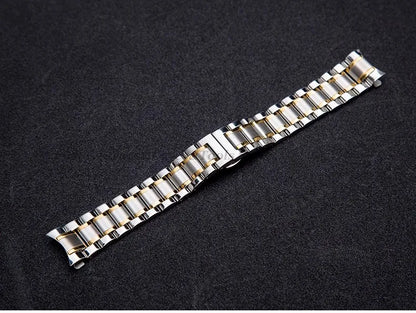 Curved End Solid Stainless Steel Watch Strap – Universal 12–24mm with Butterfly Clasp