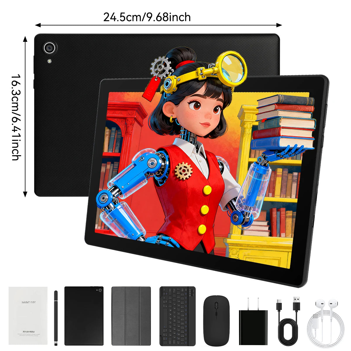 URAO Tablet 10" – Android 15, 20GB RAM, 64GB, 1280x800 IPS, WiFi 6, Widevine L1 + Keyboard Set
