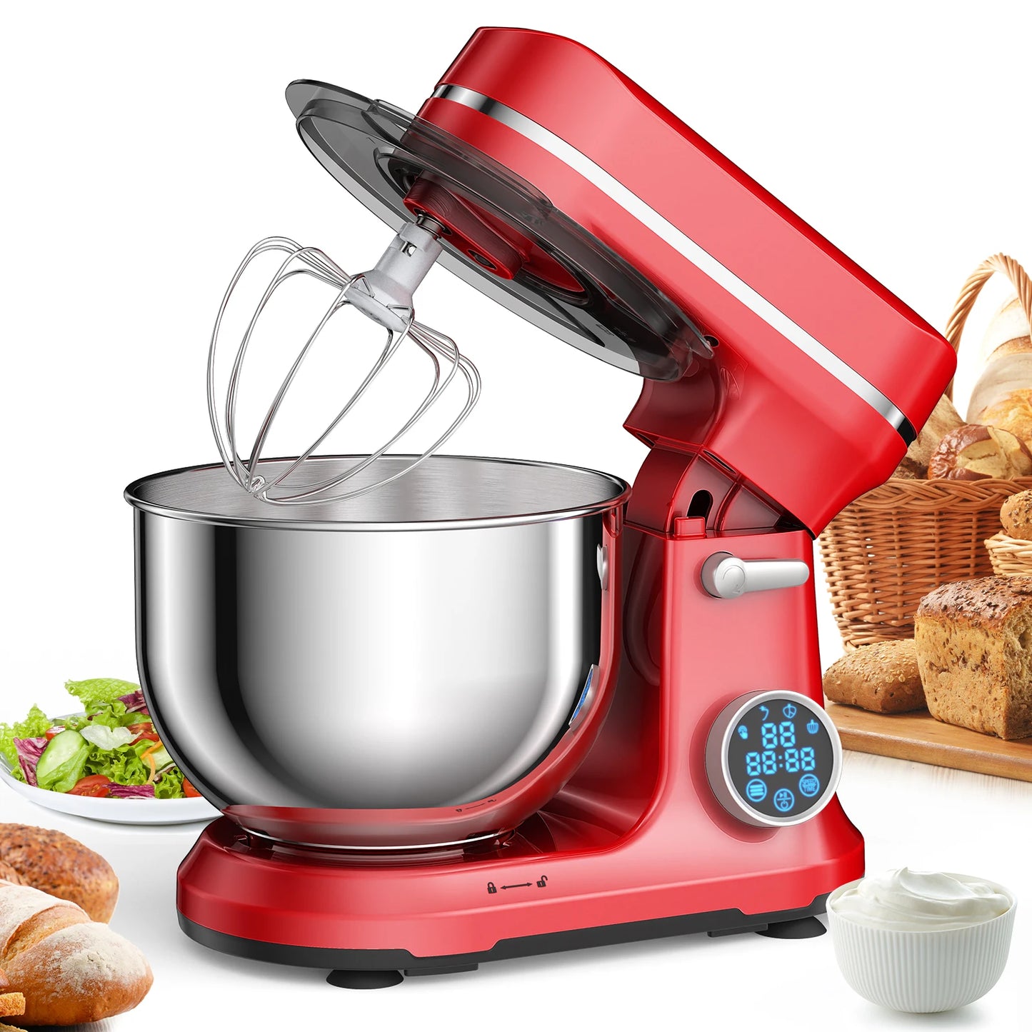 BioloMix BM602E 1200W Stand Mixer – OLED Screen, 11-Speed DC Motor, 5L Bowl