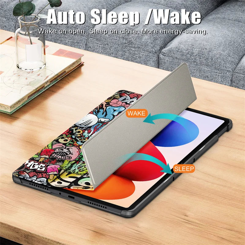 Fashion Print Magnetic Smart Stand PU Leather Case for Xiaomi Poco Pad M1 12.1" 2025