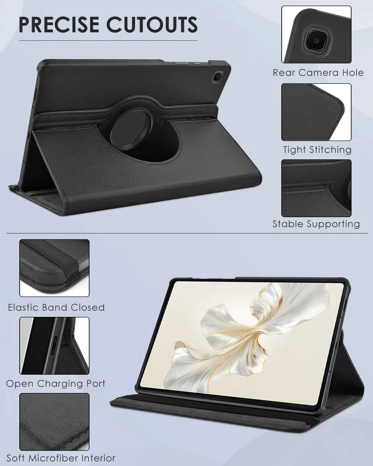 For Huawei Honor Pad 9 12.1 inch 2024 360 Rotating Case Stand Cover PU Leather Case For Honor Pad 9 HEY2-W09 HEY2-W19 funda