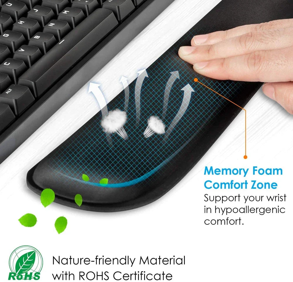 FunDigi Memory Foam Wrist Rest Mouse Pad – Superfine Fibre, Ergonomic, 4 Styles