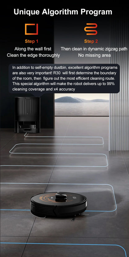 ABIR K30 Robot Vacuum Cleaner – Auto-Empty Dock, UV Spot Cleaning, 6500Pa, Multi-Floor Map