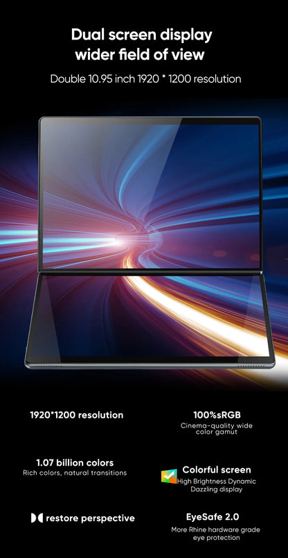 Topton Dual Screen Laptop 10.95" — Intel i3-1215U / N100, IPS Touch, WiFi 6, Windows 11