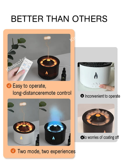 KINSCOTER Volcano Flame Aroma Diffuser & Humidifier 360ml – Jellyfish Smoke Ring Effect