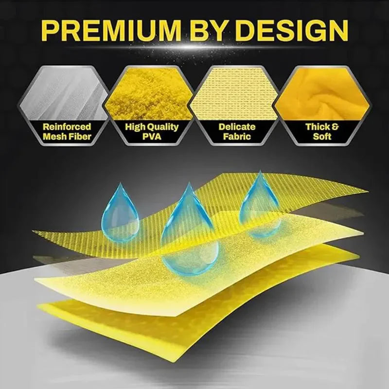 PVA Premium Car Wash Towel | Ultra Absorbent Quick-Dry Deerskin Cloth, Scratch-Free & Reusable