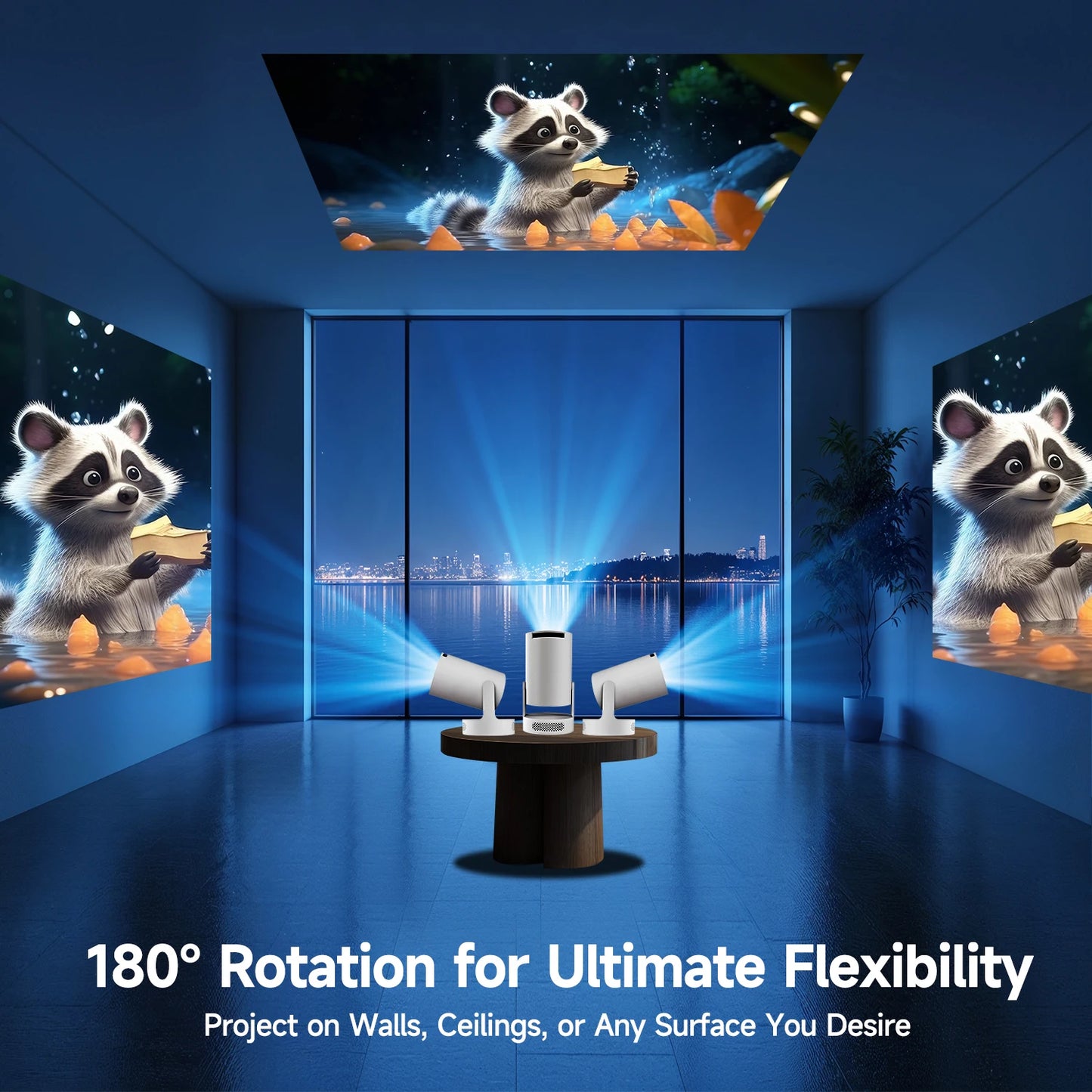Magcubic HY300 Pro+ Portable Projector – 8000 Lumens, 720P, Android 14, WiFi 6, BT5.4, 5W Speaker