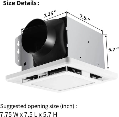 Bathroom Exhaust Fan with LED Light 110 CFM – 3 Color Temps, 1000LM, Ultra Quiet 2.5 Sones