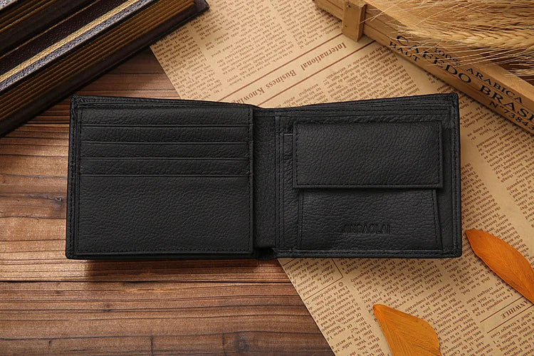 Genuine Cowhide Leather Men's Wallet – Short Bifold
