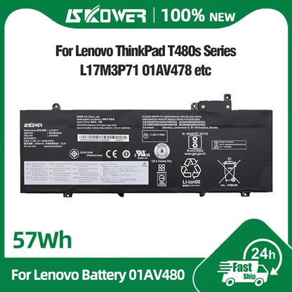 SKOWER 57Wh Laptop Battery – Lenovo ThinkPad T480s L17L3P71 01AV478 01AV479 01AV480