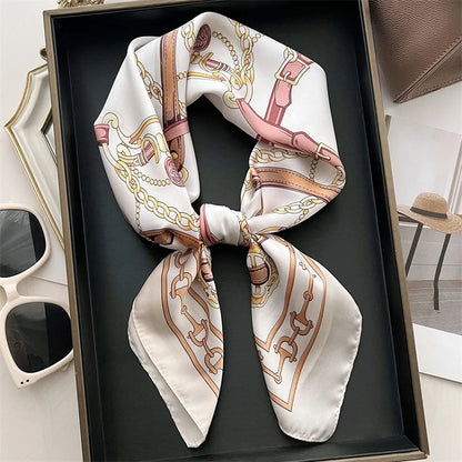 Elegant square silk scarf by R.E.D. Shopping, featuring a stylish design suitable as a hairband or neck shawl.