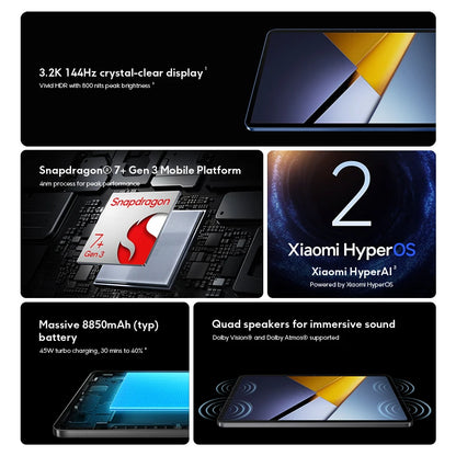 POCO Pad X1 Global – 11.2" 3.2K 144Hz, Snapdragon 7+ Gen 3, 8GB+512GB, 8850mAh, 45W
