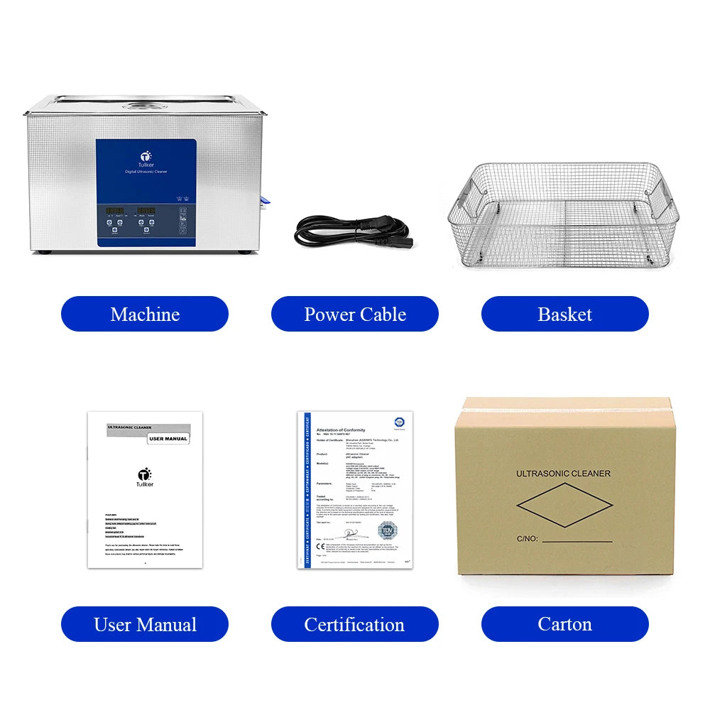 Industrial Ultrasonic Cleaner 2L–30L – Metal, DPF & Engine Parts Degreaser, EU/UK/US/AU Plug