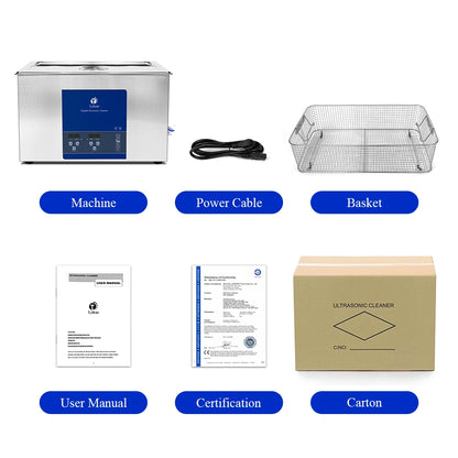 Industrial Ultrasonic Cleaner 2L–30L – Metal, DPF & Engine Parts Degreaser, EU/UK/US/AU Plug