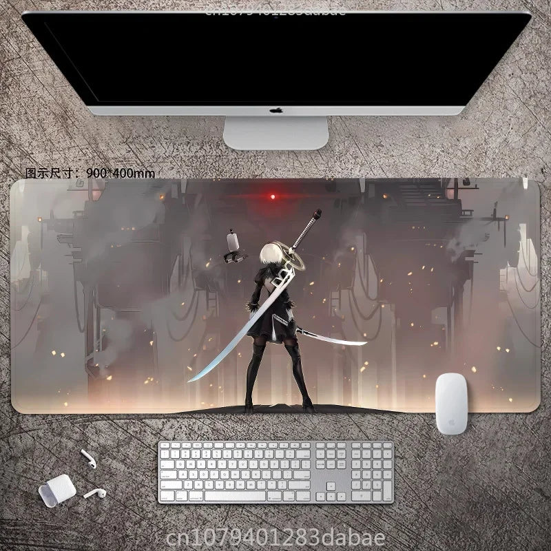 NieR Automata ARPG Leather Mouse Pad – Waterproof PU Leather, Keyboard Table Mat, E-Sports Gaming