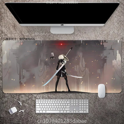 NieR Automata ARPG Leather Mouse Pad – Waterproof PU Leather, Keyboard Table Mat, E-Sports Gaming