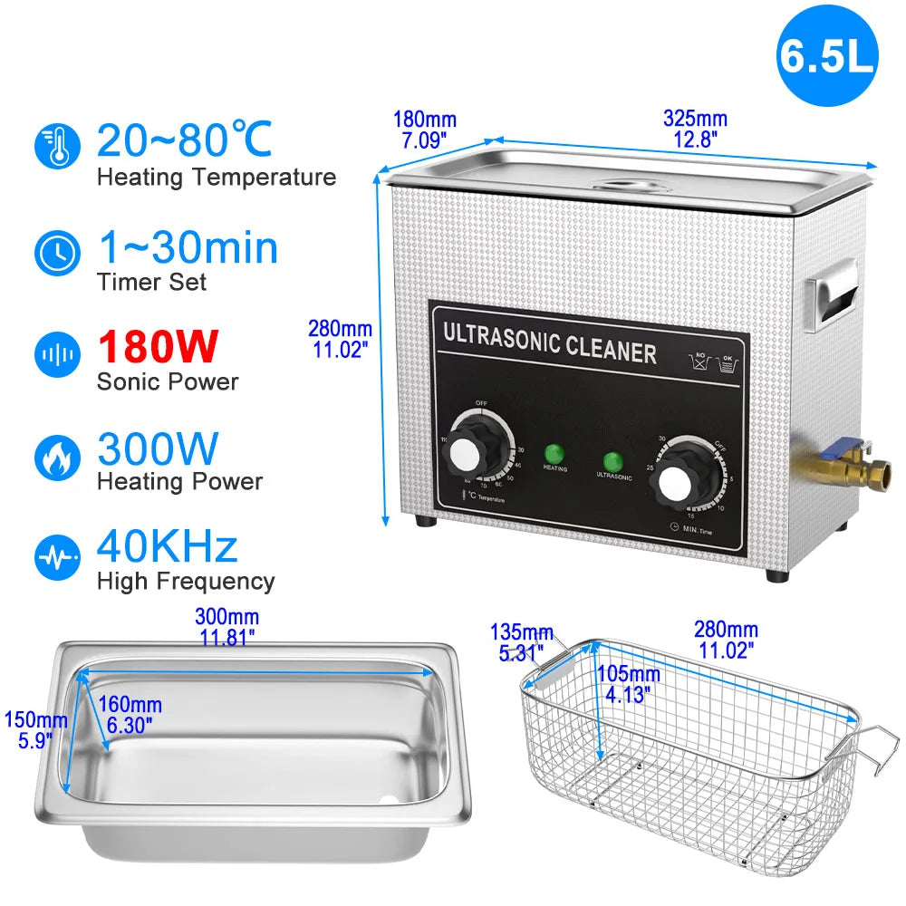 Ultrasonic Cleaner 1.3L–30L | 40KHz 220V EU Plug | Professional Ultrasound Bath