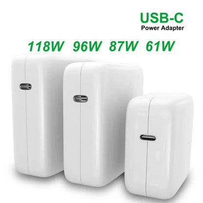 BUCICO USB-C PD Laptop Charger – 61W/87W/96W/118W for MacBook 13"/15", iPad Pro, EU/US/UK/AU Plug