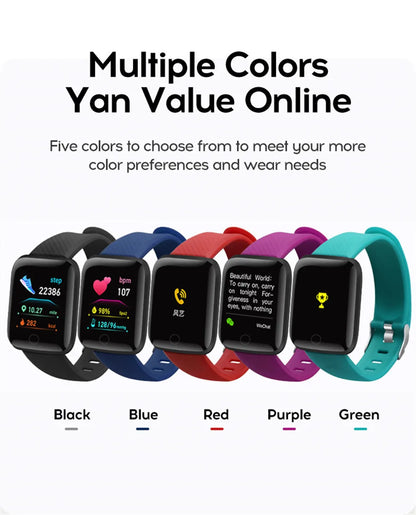 R.E.D. Shopping smartwatch with message notifications and fitness tracking display on black wearable device for Android and iOS.