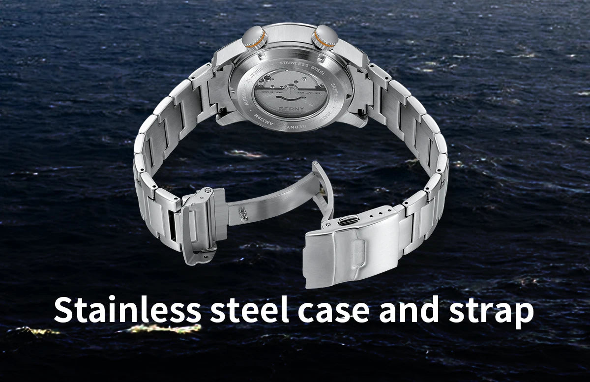 BERNY Automatic Dive Watch – Sapphire Crystal, 200M Water Resistant, NH35 Movement