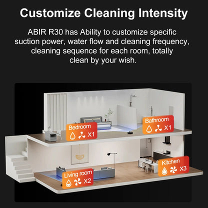 ABIR K30 Robot Vacuum Cleaner – Auto-Empty Dock, UV Spot Cleaning, 6500Pa, Multi-Floor Map