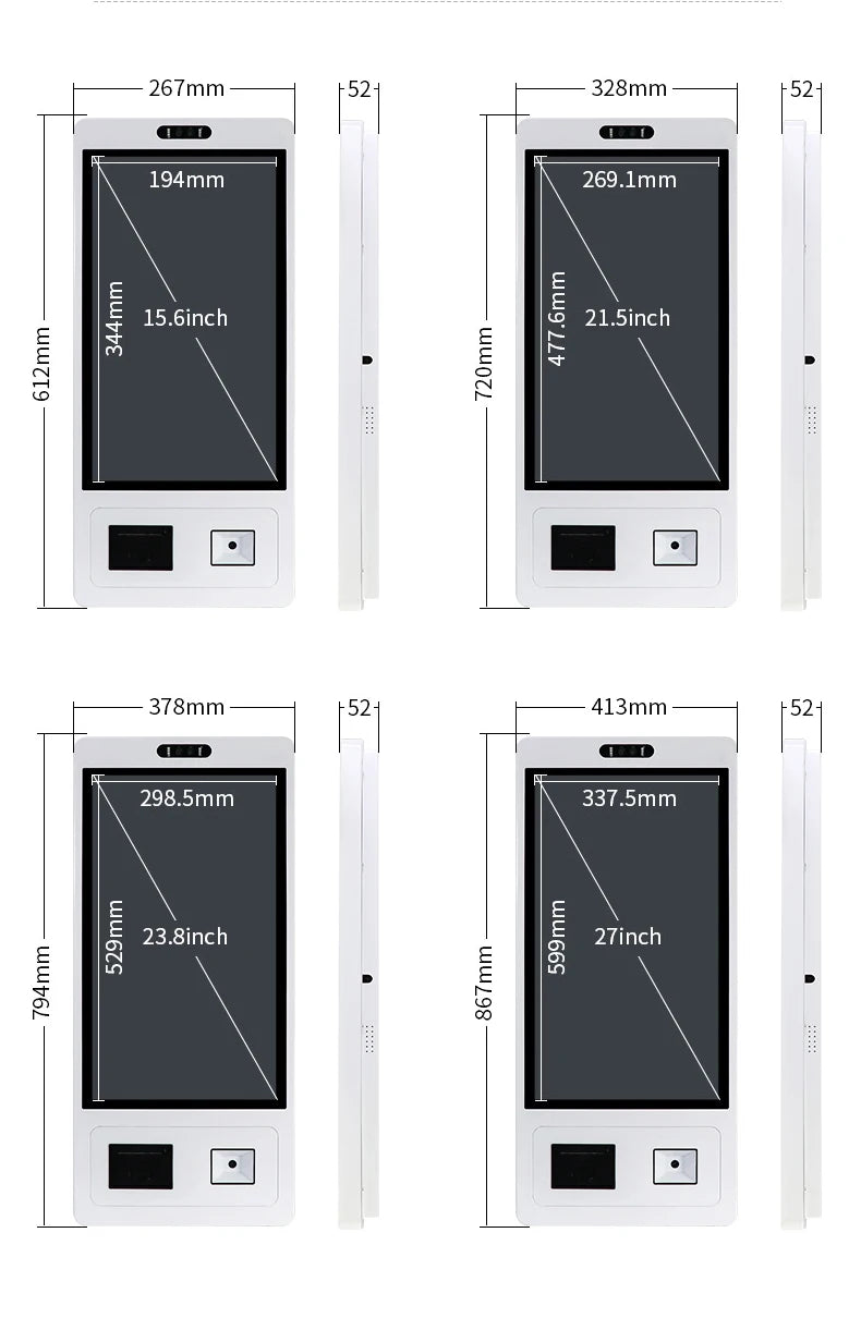 TouchWo 27-32 inch touchscreen self-service kiosk by R.E.D. Shopping with ticket, payment, and ordering capabilities for retail.