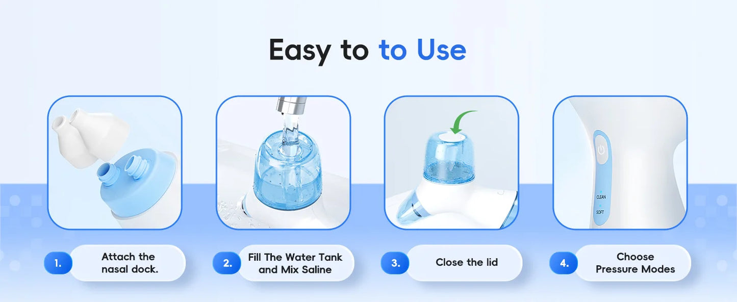 Self-Cleaning Nasal Irrigator & Water Flosser Combo | 30 Sinus Salt Packets | Auto Waste Collection