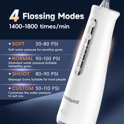 Cordless Water Flosser | 4 Jet Tips | 4 Modes | 260ml | IPX7 Waterproof