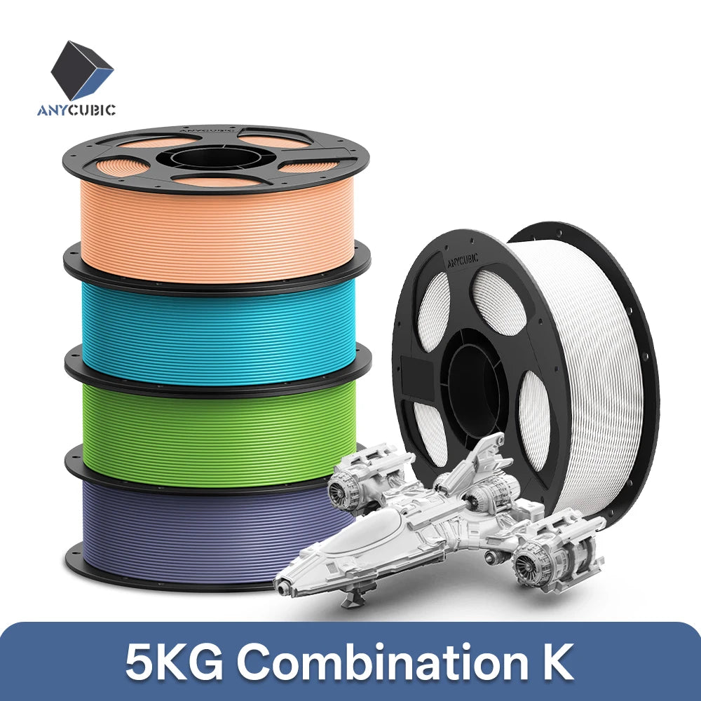 ANYCUBIC PLA 3D Printer Filament – 5KG / 1.75mm, Eco-Friendly, EU & US Warehouse, For Kobra S1C / K3C