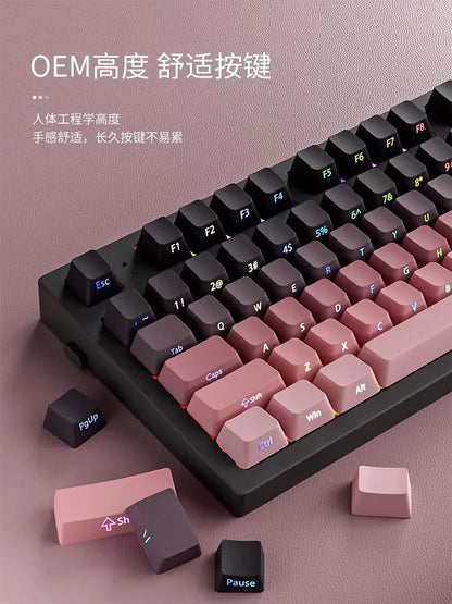 Transparent Pbt Keycaps With Side-Engraved Opacity Gradient Dye Sublimation For Mechanical Keyboard Six Color Personalized Fit
