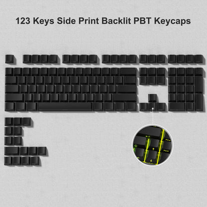 Retro dark red PBT keycap set with 126 double shot cherry profile keycaps for mechanical keyboards, displayed on a keyboard.
