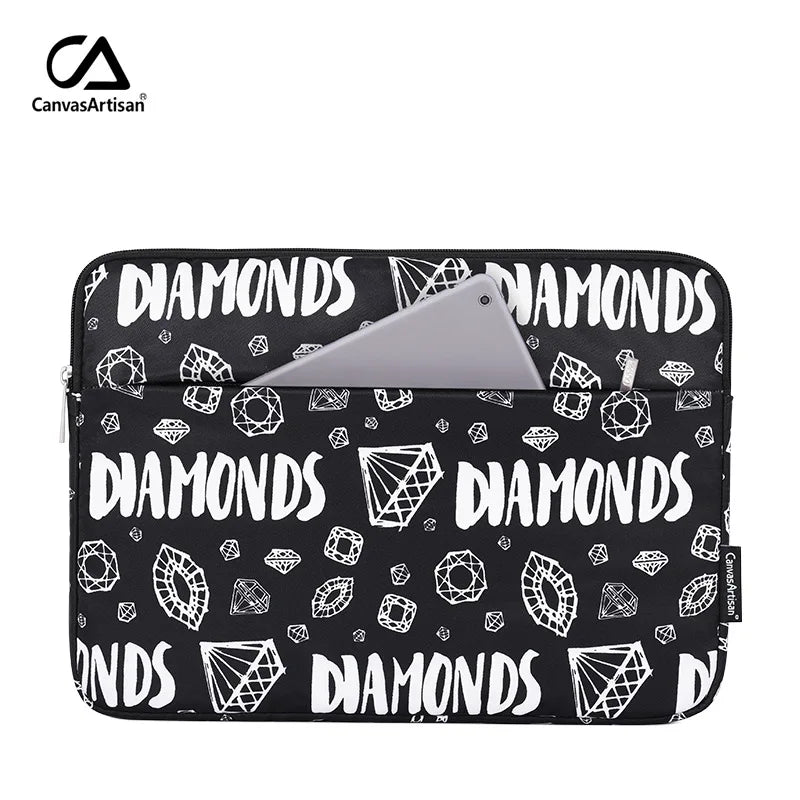 Laptop Sleeve Bag 11–15.6 Inch – Canvas, Zipper, for MacBook, Lenovo, HP, Acer – Multiple Prints