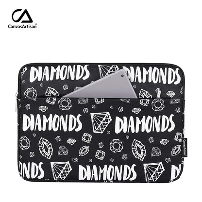 Laptop Sleeve Bag 11–15.6 Inch – Canvas, Zipper, for MacBook, Lenovo, HP, Acer – Multiple Prints