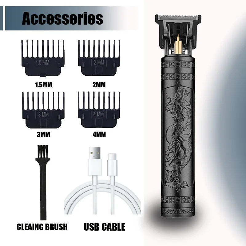 R.E.D. Shopping T9 Professional Hair Clipper with USB fast charging, designed for beard, hair, and body trimming, black and sleek design.