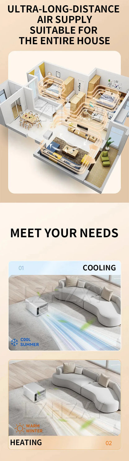 Dual-Mode Portable Air Conditioner – Cooling & Heating, Mosquito Net, 110V/220V