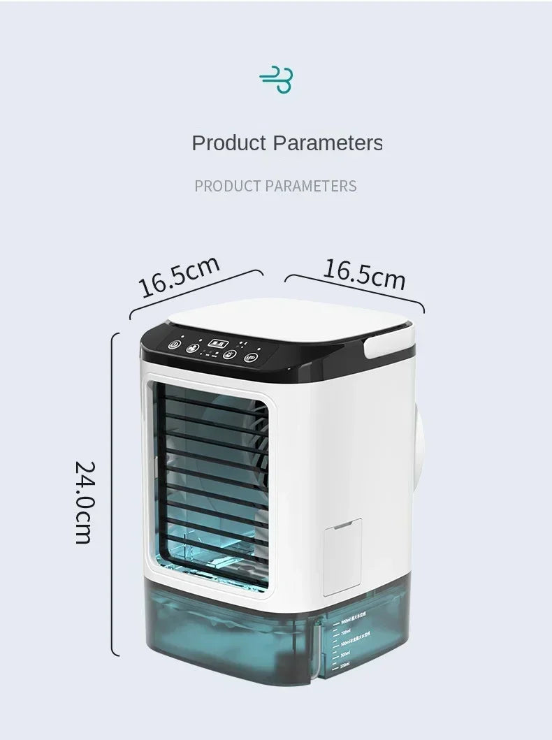 Portable Desktop Air Cooler Fan — Dual Spray, Ultrasonic Atomization, 3-Speed, Night Light