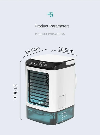 Portable Desktop Air Cooler Fan — Dual Spray, Ultrasonic Atomization, 3-Speed, Night Light
